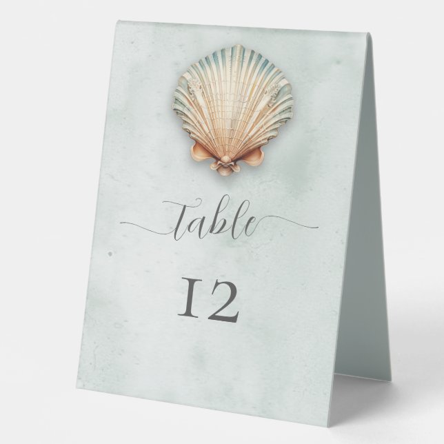 Modern Coastal Seashell Aqua Wedding (Front)