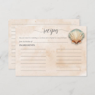 Modern Coastal Seashell Sand Bridal Shower Recipe Enclosure Card