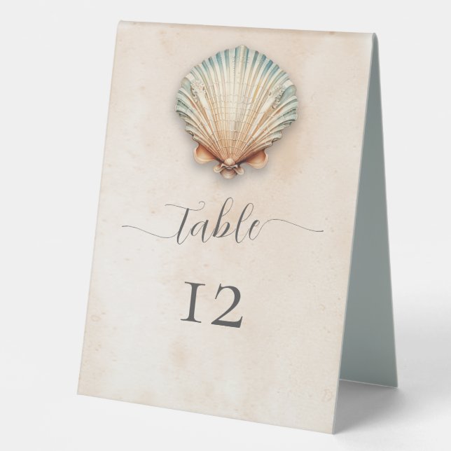 Modern Coastal Seashell Sand Wedding (Front)