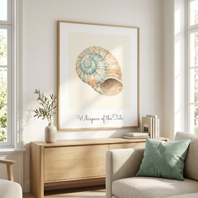 Modern Coastal Sundial Shell Wall Art Poster (Creator Uploaded)