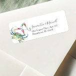 Modern Coastal Watercolor Christmas Crab Unique Return Address Label<br><div class="desc">This modern coastal Christmas watercolor return address label features my original hand painted crab with holiday lights in shades of red, turquoise, blue and green on a crisp white background. Your names and return address details are set in a hand lettered script and sans serif font. Personalise with your name...</div>