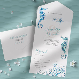 Modern Coastal Wedding All In One Invitation