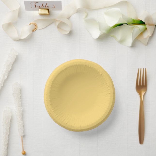 Modern coastal yellow solid paper plate (Wedding)