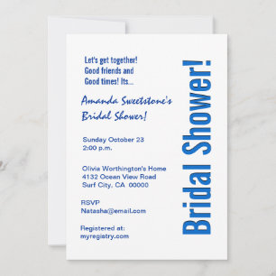 Modern Cobalt Blue Grunge Stars Bridal Shower V2 Invitation
