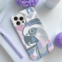 Modern Cockatoo Stylish Geometric Parrot Monogram