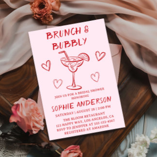 Modern Cocktail Brunch & Bubbly Bridal Shower Invitation