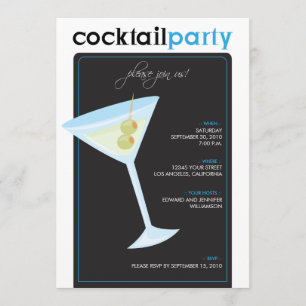 Modern Cocktail Party Invitation (aqua)