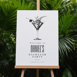 Modern Cocktails Drink Bachelor Party Welcome Sign