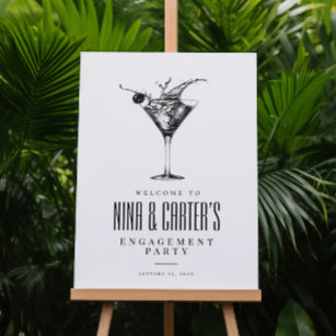 Modern Cocktails Engagement Party Welcome Sign
