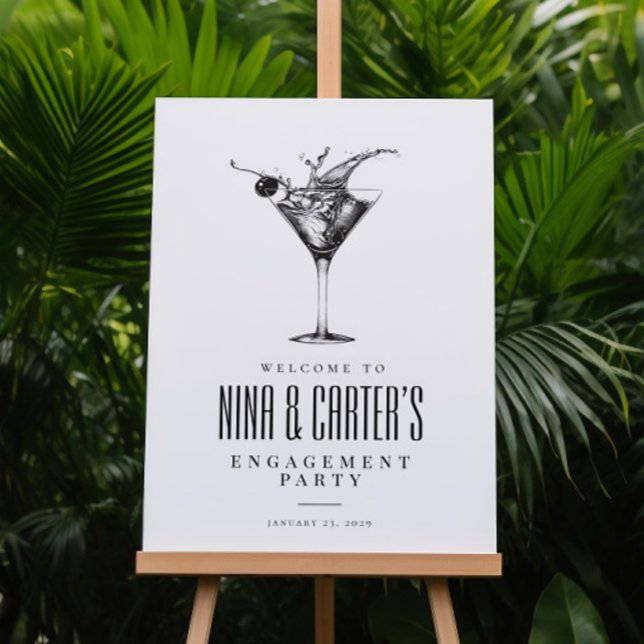 Modern Cocktails Engagement Party Welcome Sign (Creator Uploaded)