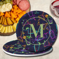 Modern Cocktails Happy Hour Monogram Paper Plate