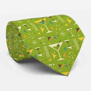 Modern Cocktails Olive Green Martini Neck Tie