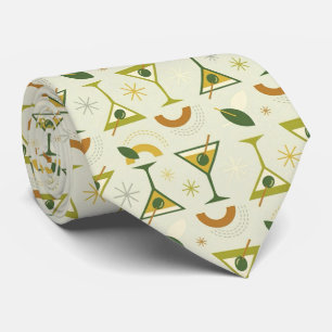 Modern Cocktails Olive Green Martini Neck Tie