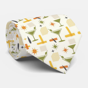 Modern Cocktails Olive Green Martini Neck Tie