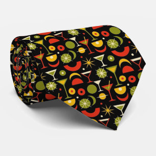 Modern Cocktails Olive Green Martini Neck Tie