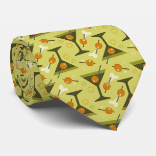 Modern Cocktails Olive Green Martini Neck Tie