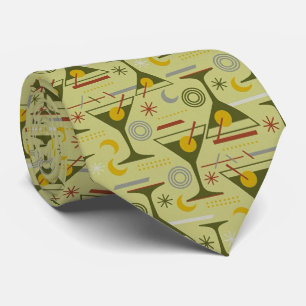 Modern Cocktails Olive Green Martini Neck Tie