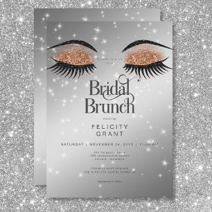 Modern Cocoa Brown Glam Eyes Bridal Brunch Invitation