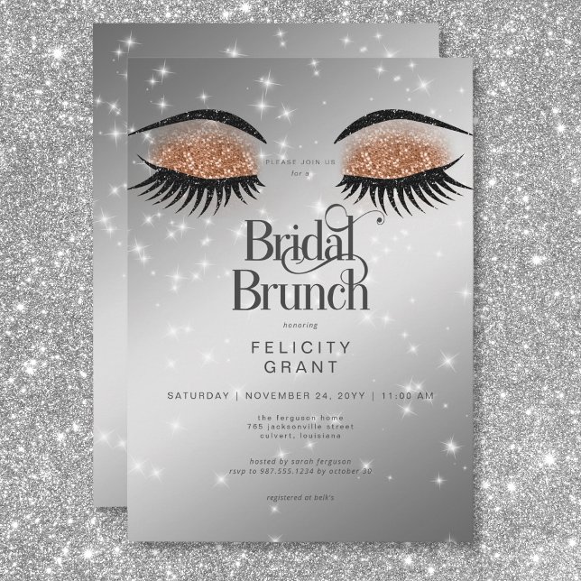Modern Cocoa Brown Glam Eyes Bridal Brunch Invitation (Modern Cocoa Brown Glam Eyes Bridal Brunch Invitation)