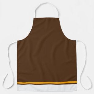 Modern Cocoa Brown White Yellow Hem Stripes Apron