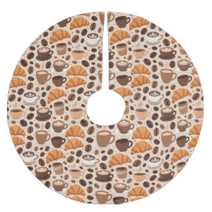 Modern Coffee Aesthetic Pattern Brushed Polyester Tree Skirt