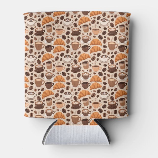 Modern Coffee Aesthetic Pattern Can Cooler (Front)