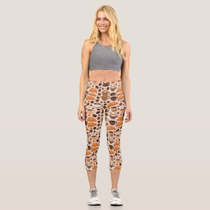 Modern Coffee Aesthetic Pattern Capri Leggings