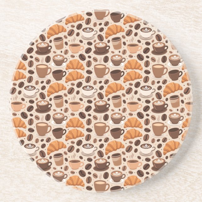 Modern Coffee Aesthetic Pattern Coaster (Front)