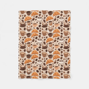 Modern Coffee Aesthetic Pattern Fleece Blanket