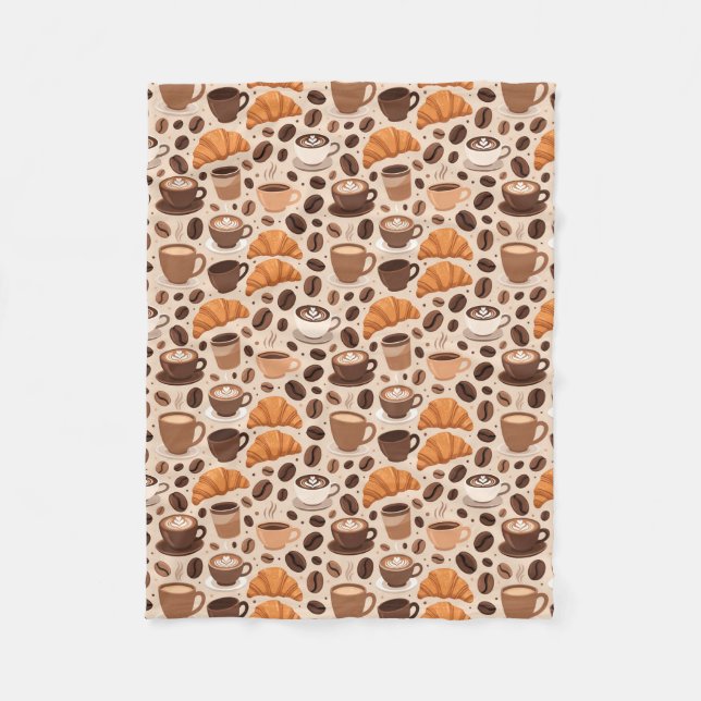 Modern Coffee Aesthetic Pattern Fleece Blanket (Front)