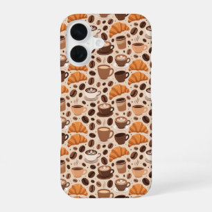 Modern Coffee Aesthetic Pattern iPhone 16 Case