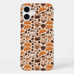 Modern Coffee Aesthetic Pattern iPhone 16 Plus Case