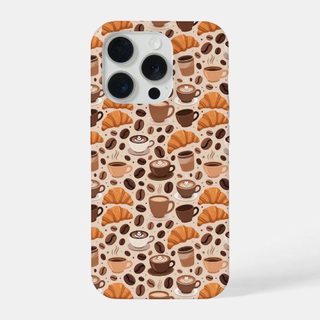 Modern Coffee Aesthetic Pattern iPhone Case (Back)