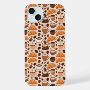 Modern Coffee Aesthetic Pattern iPhone 15 Plus Case