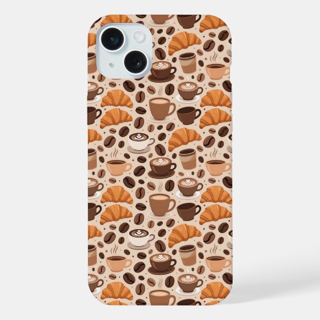 Modern Coffee Aesthetic Pattern iPhone Case (Back)