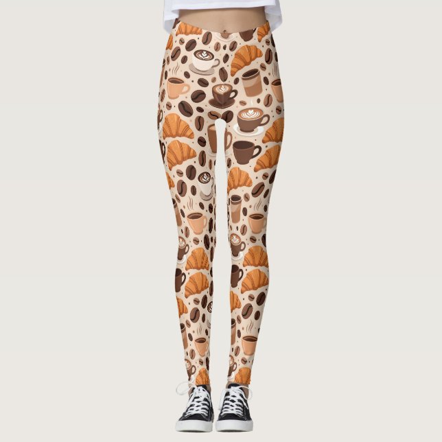 Modern Coffee Aesthetic Pattern Leggings (Front)