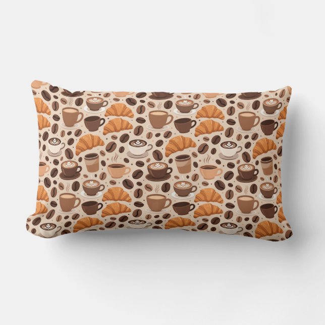 Modern Coffee Aesthetic Pattern Lumbar Cushion (Front)