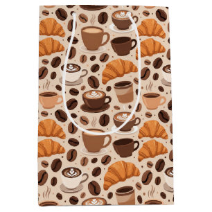 Modern Coffee Aesthetic Pattern Medium Gift Bag
