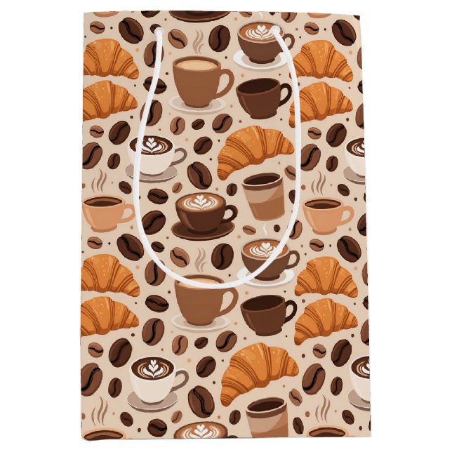 Modern Coffee Aesthetic Pattern Medium Gift Bag (Front)