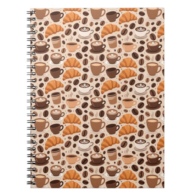 Modern Coffee Aesthetic Pattern Notebook (Front)