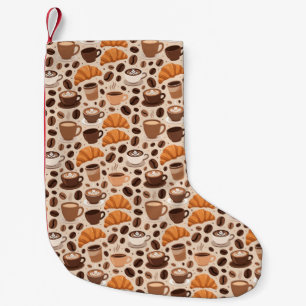 Modern Coffee Aesthetic Pattern Small Christmas Stocking