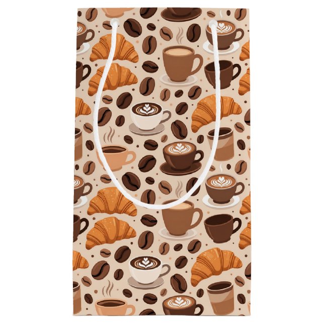 Modern Coffee Aesthetic Pattern Small Gift Bag (Front)