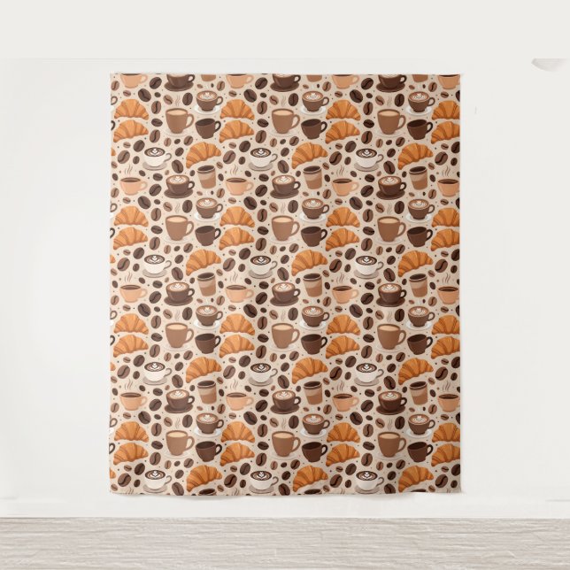 Modern Coffee Aesthetic Pattern Tapestry (Front)