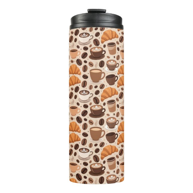 Modern Coffee Aesthetic Pattern Thermal Tumbler (Front)