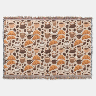 Modern Coffee Aesthetic Pattern Throw Blanket