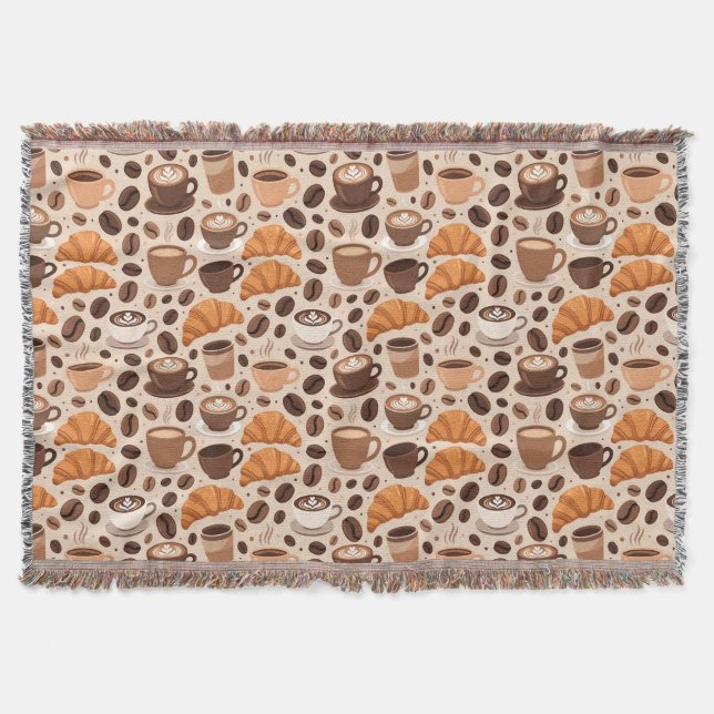 Modern Coffee Aesthetic Pattern Throw Blanket (Front)