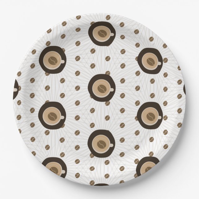 Modern Coffee Bar Beans Bridal Shower Paper Plate (Front)