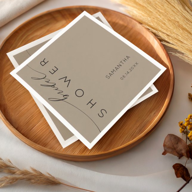 Modern Coffee Beige Bridal Shower Napkin (Creator Uploaded)