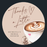 Modern Coffee Bridal Shower Thanks A Latte Classic Round Sticker<br><div class="desc">Modern Coffee Bridal Shower Thanks A Latte Classic Round Sticker</div>