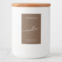 Modern coffee brown script candle product label